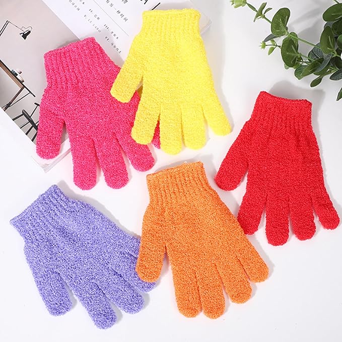 IBLUE Shower Gloves,Double Sided Exfoliating Bath Body Scrub Gloves For Women & Men Deep Clean Skin Spa Bathing,#P207