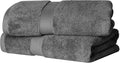 SUPERIOR Egyptian Cotton Pile Bath Towel Set of 2, Ultra Soft Luxury Towels, Thick Plush Essentials, Absorbent Heavyweight, Guest Bath, Hotel, Spa, Home Bathroom, Shower Basics, Charcoal