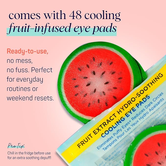 SpaLife Watermelon Cooling Eye Pads, Mothers Day Gifts, 48 Hydrating Under Eye Patches for Puffiness, Dark Circles, and Tired Eyes, Infused with Hyaluronic Acid, Glycerin, and Vitamin C, Fruity Scent