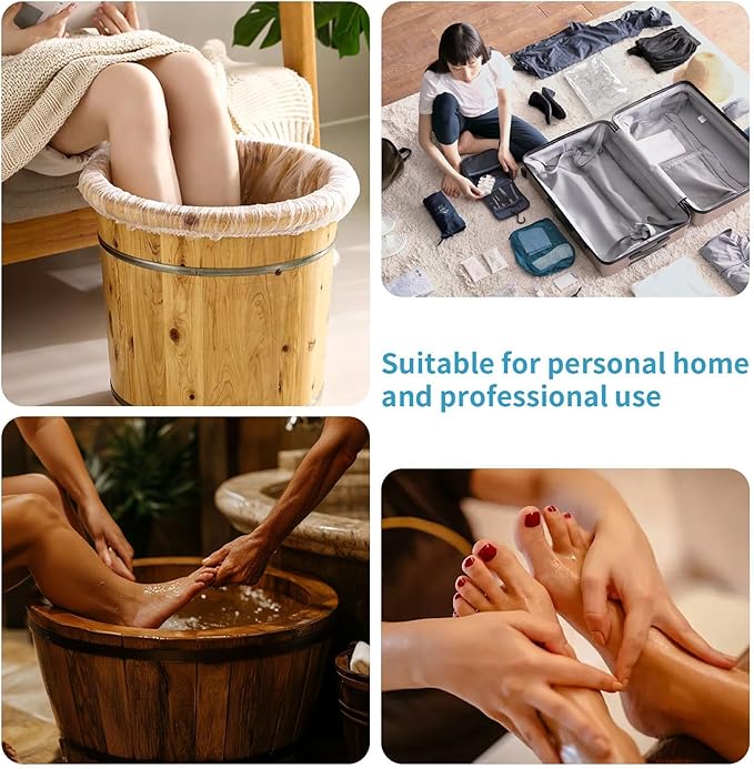 25PCS Pedicure Liners Disposable - Plastic Footsie Footbath Foot Soak Bath Spa Pedicure Bowl Liners Disposable Covers Bags for Feet Basin Soaking Bucket Tub Productos Para Pedicura Spa Supplies