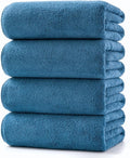Lumimi Towels 4 Piece Soft Microfiber Bath Towel Set Salon Gym Yoga Travel Incredibly Absorbent Lightweight Quick Dry and Durable, 55" L x 27" W, 4 Pack Blue