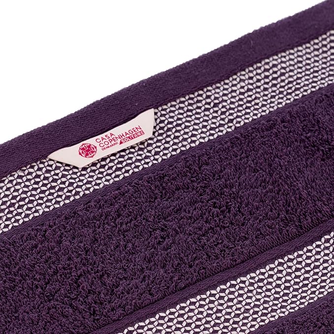 CASA COPENHAGEN Solitaire 6Pcs 100% Egyptian Cotton Large Designer Towels Gift Set- Black - Dark Purple, 600GSM, 2Bath 2Hand 2Washcloths, Bath Towels for Bathroom Set for Women & Men