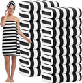 SmoothNovelty 16 Pack Microfiber Bath Towels Bulk 27'' x 60'' Oversized Size Bath Towel Highly Absorbent Extra Large Soft Drying for Beach Shower Summer Salon Sport Gym Party (Stripe,Black)