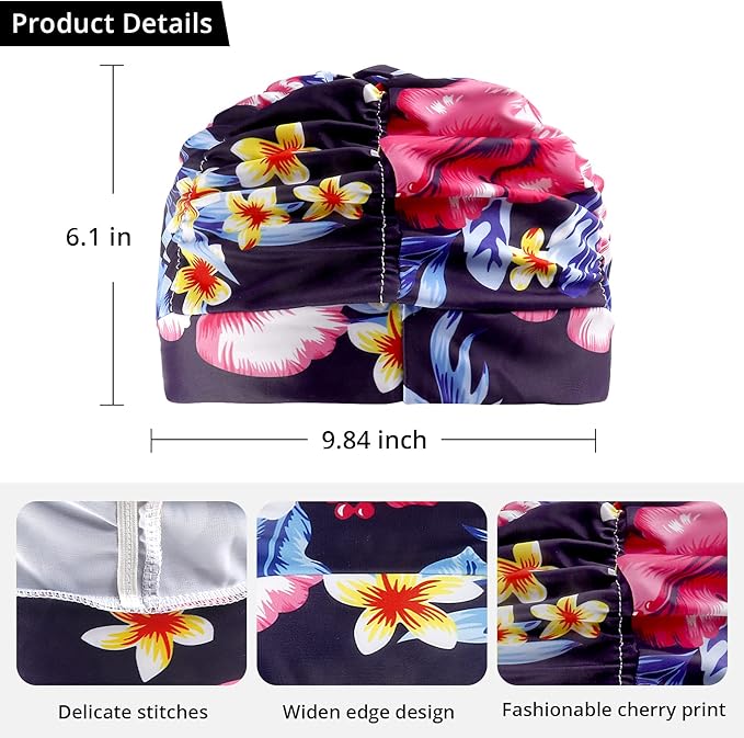 Swim Caps for Women Swimming,1 Pcs Fabric Nylon Cloth Swim Cap, Comfort Pleated Swimming Cap for Long Hair, Not Waterproof Elastic Bathing Caps, Swim Hat Keep Hairstyle Unchanged