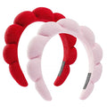 Ztomine Spa Headbands, Set of 2, Terry Cloth Headband Face Wash Headband Combo Pack - Puffy Makeup Headbands for Face Washing, Mask (Pink+Red)