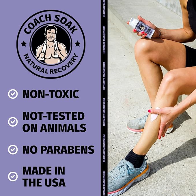 Coach Soak Magnesium Lotion with MSM - Magnesium Chloride & Menthol - Non-Greasy Alternative to Epsom Salt Lotion and Cream - Apply Before Sleep for Feet, Leg Cramps & Body - All Scents 10oz (3 Pack)