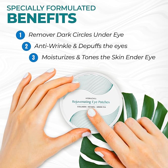 Eye Patches for Reducing Puffy Eyes and Dark Circles (60 patches), Wrinkles (Anti - Wrinkle) | Eye mask patches for Skincare with Retinol, Collagen, Hyaluronic Acid, Green Tea | Anti Wrinkle Patches