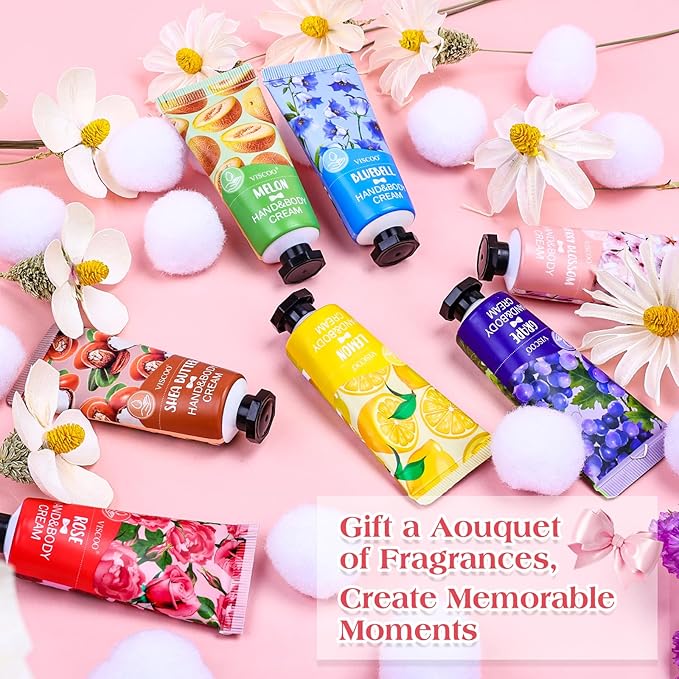 VISCOO 7 Pack Hand Cream Gifts Set for Women, Mothers Day Gifts, Teacher Appreciation Gift, Nurses Week Gift, Bulk Gifts for Women, Moisturizing Mini Hand Lotion Travel Size for Dry Cracked Hands