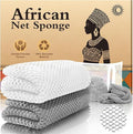 African Net Sponge Set (2 Pieces) - Premium Exfoliating Scrubber for Face & Body, Travel Portable, Durable, Gentle Exfoliation for Dry Skin(White,Grey)