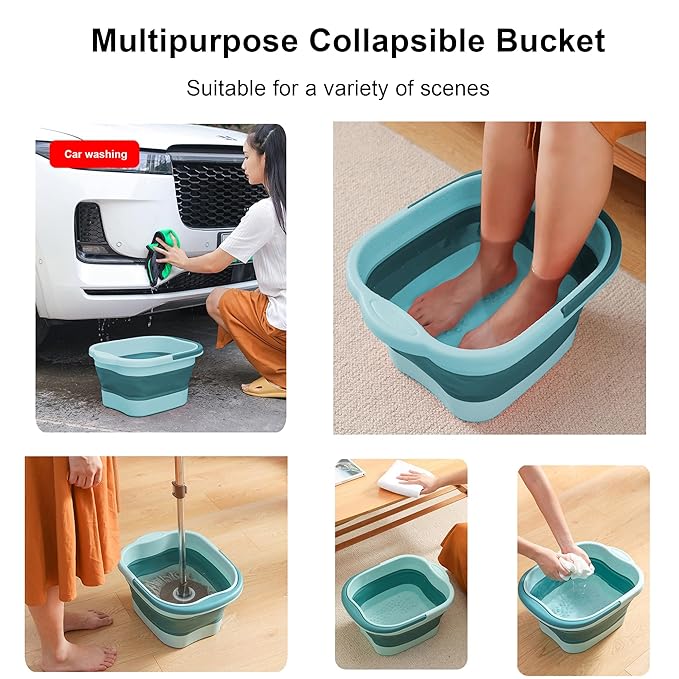 MontNorth Collapsible Foot Bath for Soaking Feet,4 Gallons/15L Foot Soak Tub,Foldable Plastic Foot Basin with Handles and Massage Acupoint,Foot SPA Bucket, Green