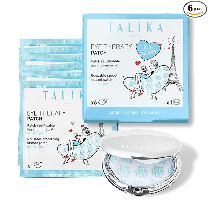 Talika Eye Therapy Patch - Instant Smoothing Eye Patches - Mask For Dark Circles & Tired Eyes - 6 Pairs Reusable & Travel Case