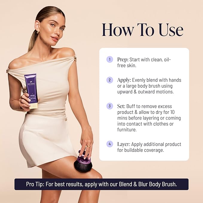 Westmore Beauty Body Coverage Perfector x Blend & Blur Body Brush Kabuki Brush - Waterproof Leg & Body Makeup - Tattoo Cover Up Makeup - 7 Oz Golden Radiance
