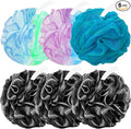 Amazerbst loofah,Shower loofah loofah Sponge,Bath Sponge Body Scrubber for Women and Men (Green Purple Blue Black Black Black)