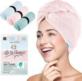 Cotton Hair Towel Wrap for Women/Kids | Quick Dry, Soft & Absorbent 420-GSM Hair Wrap Towels with Double Button | Anti Frizz, Non Microfiber Hair Turbans for Curly, Long & Thick Hair (Blue+Pink+Aqua)