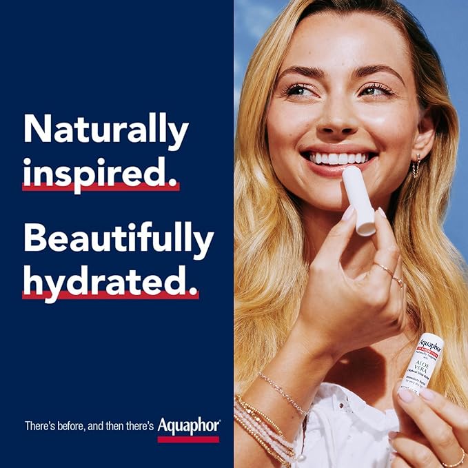 Aquaphor Naturally Inspired Lip Repair Stick with Aloe Vera and Natural Shea Butter, Hydrating Lip Balm Immediately Relieves Dryness Stick, 0.17 Oz (Pack of 2)