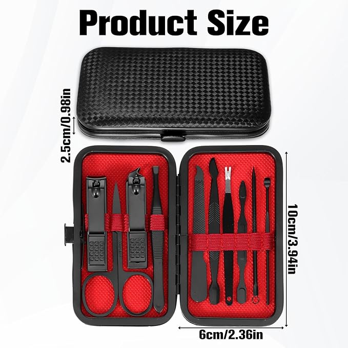 Manicure Nail Clippers Sets Stainless Steel Nail Grooming Cutter Kit Travel Pedicure Care Tools Accessories File Tip Tweezers Cuticle Pusher for Men Women Dad Boyfriend Teen Boys
