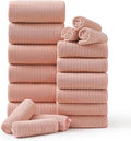18 Piece Family Bath Towel Set Include 6 Bath Towels,6 Hand Towels and 6 Washcloths Soft Bathroom Towel with Hanging Loops,Highly Absorbent Quick Dry Towels Set for Bathroom,Hotel and Spa-Orange