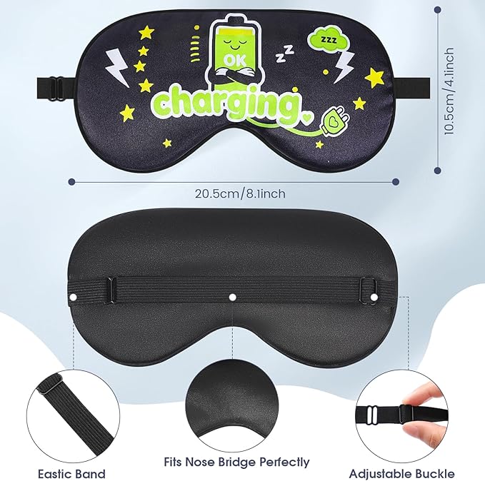 2 Pcs Boys Sleep Eye Mask, Guys Blackout Sleeping Silk Mask for Kids Adult Children's Travel Eye Mask Eye Cover Blindfold for Game (2 Pcs Battery Mask - Style 7)
