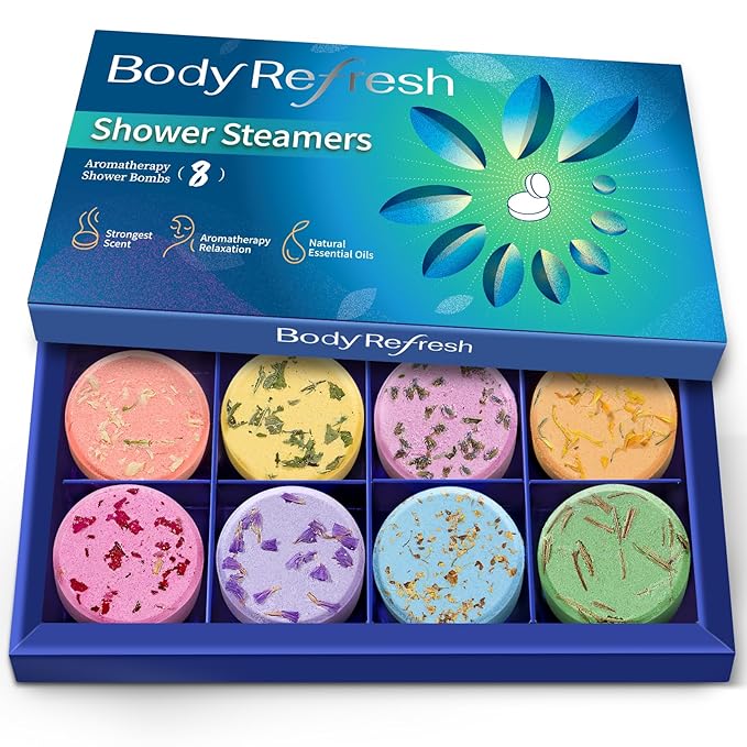 Shower Steamers Aromatherapy - 8 Pack Shower Bombs with Essential Oils, Birthday Gifts for Men Self Care Relaxation Home SPA Stress Relief, Teacher Appreciation Gifts, Gifts for Dad Husband