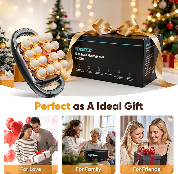 16 Head Massage Gun Deep Tissue Percussion Massager for Pain Relief, 3600mAh Long Battery Life Muscle Massager with 99 Intensities & 9 Modes, Ultra-Quiet Electric Back Massager Gifts for Mother's Day