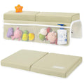 URMYWO Bath Kneeler and Elbow Rest Pad Set - 1.5" Thick Baby Bath Kneeler Pads with Toys Organizer, Anti-Slip Cozy Knee & Arm Support Bathtub Mat, Quick Dry Kneeling Pad for Baby Bath Time