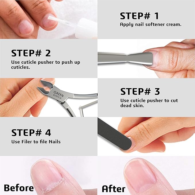 Professional Cuticle Trimmer Nail Cuticle Cutter Stainless Steel Cuticle Nippers with Sharp Blades Double Spring Manicure Tools for Nail Care Pedicure Home Spa (Silver - Pusher Included)