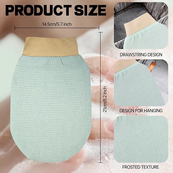 Exfoliating Gloves Glove for Shower,Exfoliating Mitt Mit Body Scrubber,2 Pcs Shower Gloves Exfoliating for Women,Green and Blue