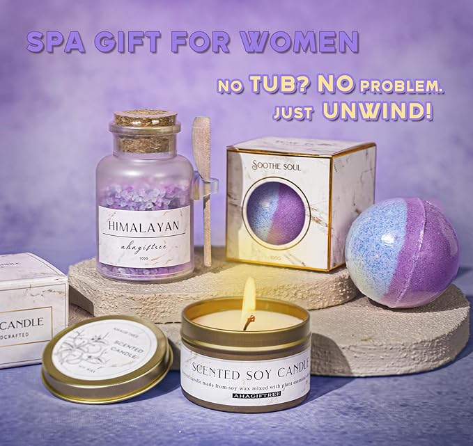 AHAGIFTREE Birthday Gifts for Women,Gift Basket for Women with Moon Lamp,11PC Self Care Gifts,Get Well Soon After Surgery,Relaxing Spa Gifts,Surgery Recovery,Sympathy