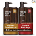 Every Man Jack Men’s 3-in-1 All Over Wash for All Skin and Hair Types - Amber + Sandalwood & Cedar + Red Sage Bundle - Cleanse and Nourish w/Naturally Derived Ingredients - 28.8 fl. oz (2 Pack)