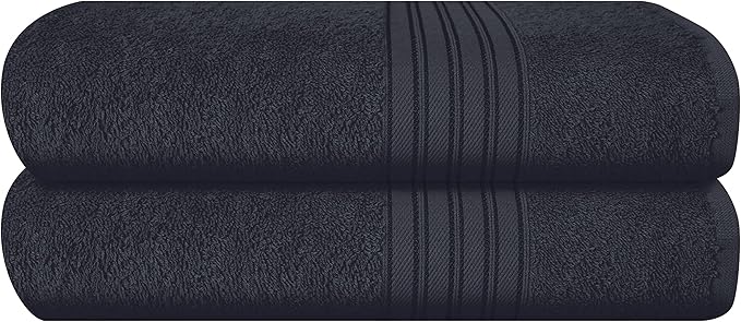BOUTIQUO Cotton 2 Pack Bath Towel Set 28x55, Eco-Friendly Large Bath Towels, Compact Quickdry Lightweight Soft & Highly Absorbent Bath Towel, Ideal for Everyday Gym Travel Camp Pool - Charcoal Grey