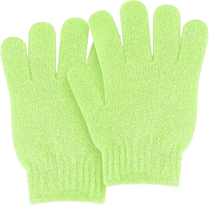 MOLOPPO 2 PCS Exfoliating Glove, Scrub Gloves Exfoliating, loofah, Body Exfoliator, Bath Gloves（Green）