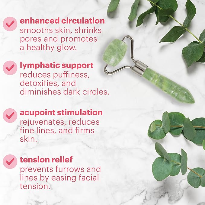 Mini Jade Eye Roller by Afterspa, Preppy Skincare, Gua Sha Facial Tools, Spa Self Care Gifts for Women, Facial Skin Care Products, Vegan and Cruelty Free