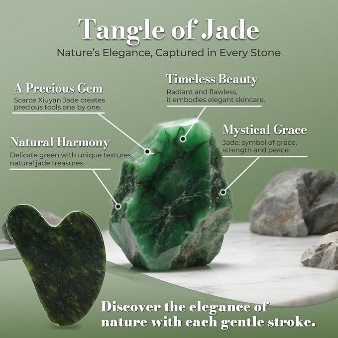 Gua Sha Facial Tools - Natural Jade Stone Guasha Tool for Face & Body,Massage Stick for Jawline Sculpting, Puffiness Reducing, Skin Care Gift, Anti-Aging Beauty Tool (Green Stone)