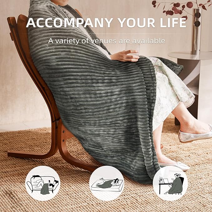 JET'S HOME Heated Blanket 50"x60" - ETL Certified Flannel Electric Blanket Throw Machine Washable Heating Throw with 9 Heating Levels 10 Hours Adjustable Auto-Off (Olive Grey)
