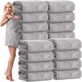 SmoothNovelty 16 Pack Microfiber Bath Towels Bulk 27'' x 60'' Oversized Size Bath Towel Highly Absorbent Extra Large Soft Drying for Beach Shower Summer Salon Sport Gym Party (Wheat,Light Grey)