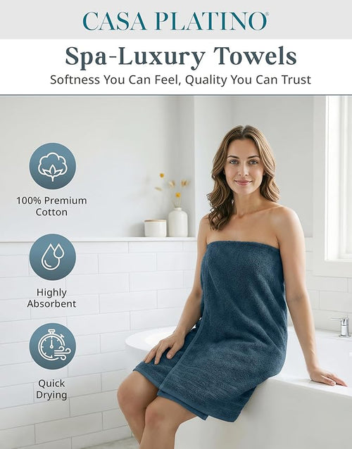 100% Mercerized Cotton Bathroom Towel Sets of 24 - 2 Bath Sheets, 2 Gym Towels, 2 Bath, 4 Fingertip, 6 Hand, 8 Washcloths, Quick-Dry, Luxuriously Soft & Durable, Perfect for Everyday use – Steel Blue
