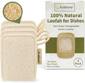 Natural Loofah Dish Sponges 4 Pack – 100% Plant-Based Luffa Scrubber for Dishes, Pots & Nonstick Pans – Compostable, Non-Scratch Kitchen Sponge for Sink, Tile & Everyday Cleaning