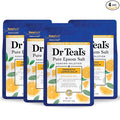 Dr Teal's Pure Epsom Magnesium Salt Soak, Prebiotic Lemon Balm & Essential Oil, 3 lbs (Pack of 4)