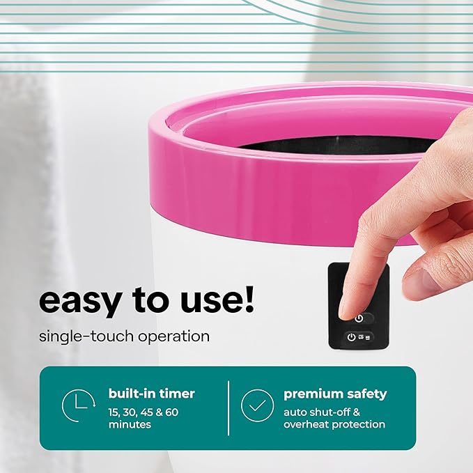SereneLife Counter Towel Warmer Bucket - with Customized Fragrance for Spa and Bathroom, Luxury Heater, Auto Shut Off, Fits 1 Large Blanket, Bathrobe, PJs (Pink)
