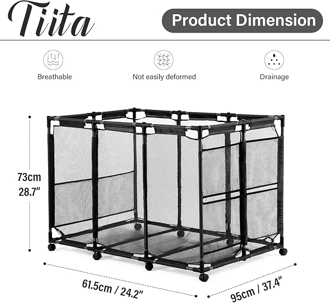 Tiita Pool Storage Bin, Rolling Pool Toy Storage Organizer,Parts & Accessories，Pool & Spa Replacement Parts（Black）