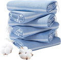 Genovega 6 Packs Oversized Turkish Beach Bath Towel Set Bulk 74"x38" Extra Large Sand Free Quick Dry Swim Camping Pool Clearance Towels Travel Blanket Adult Essentials Royal Blue Stripe