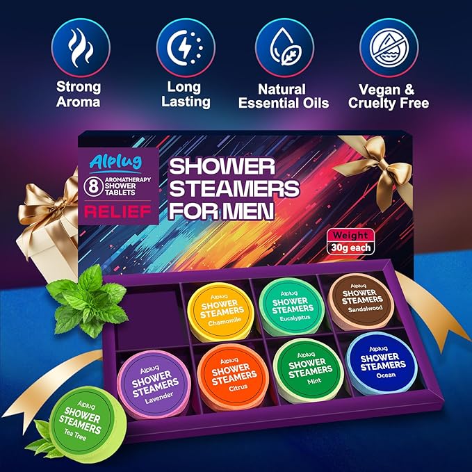 Shower Steamers for Men 8 Pack - Gifts for Men, Shower Bombs Aromatherapy with Essential Oils, Fathers Gifts for Husband Dad, Mens Gifts Ideas, Gifts for Mens Who Have Everything