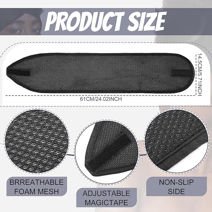 Xuhal 4 Pcs Mesh Hair Wraps for Black Women Sleeping Cap Hair Wrap Nets Spa Headbands for Sleeping Wash Face Make up(Black)