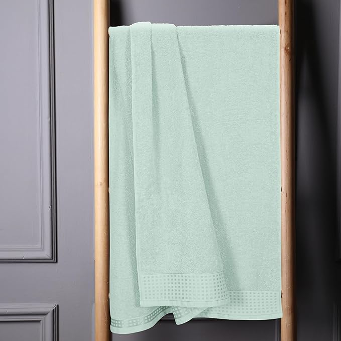 GLAMBURG 100% Cotton Oversized 2 Pack Bath Sheets 35x70, Ultra Soft Highly Absorbant Compact Quickdry & Lightweight Large Bath Sheet Set, Ideal for Gym Travel Camp Pool - Sea Green