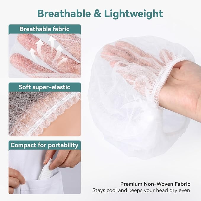 MaopaoBeauty Hair Nets for Food Service Workers -100pcs Disposable Bouffant Caps for Women & Men,Hair Nets for Women Hair Cap Hair Cover for Work -21 inch/White