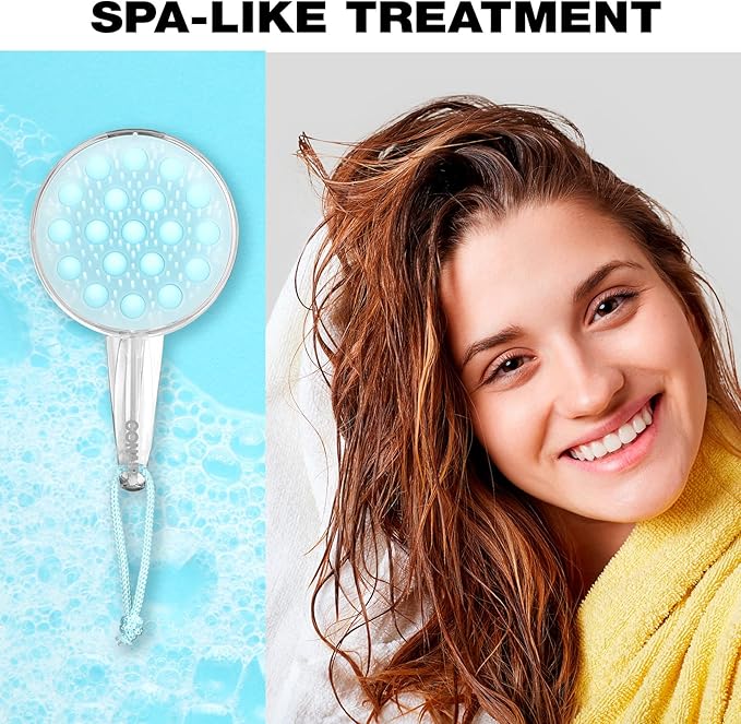 Conair Scalp Massager and Detangling Brush, Ideal for Use on Wet Hair, Clear Light Blue, 1 Count (Pack of 2)