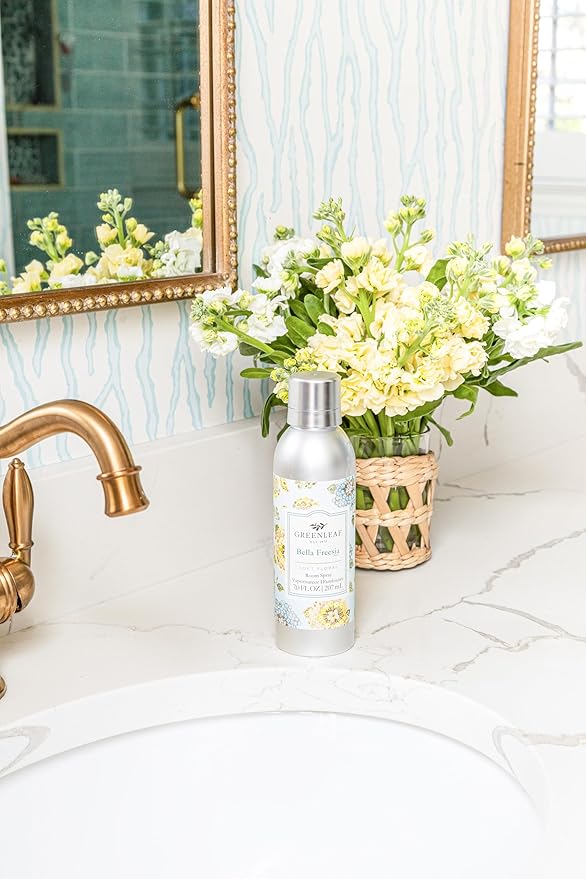 Greenleaf Gifts Bella Freesia Scented Room Air Freshener Spray | Non-Aerosol 7 oz Spray | Floral Scented Air Freshener for Home | Home Fragrance for Bedroom & Bathroom