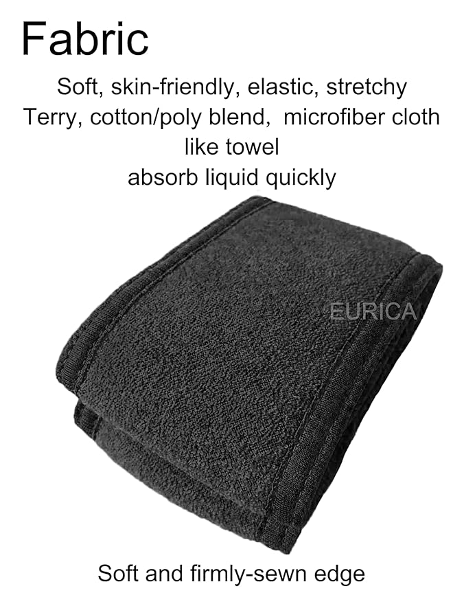 EUICAE Hair Wrap Headband, 6 Pack Non-slip Stretchable Washable Makeup Headband for Face Wash Facial Treatment Sport Fits All, White (Black)
