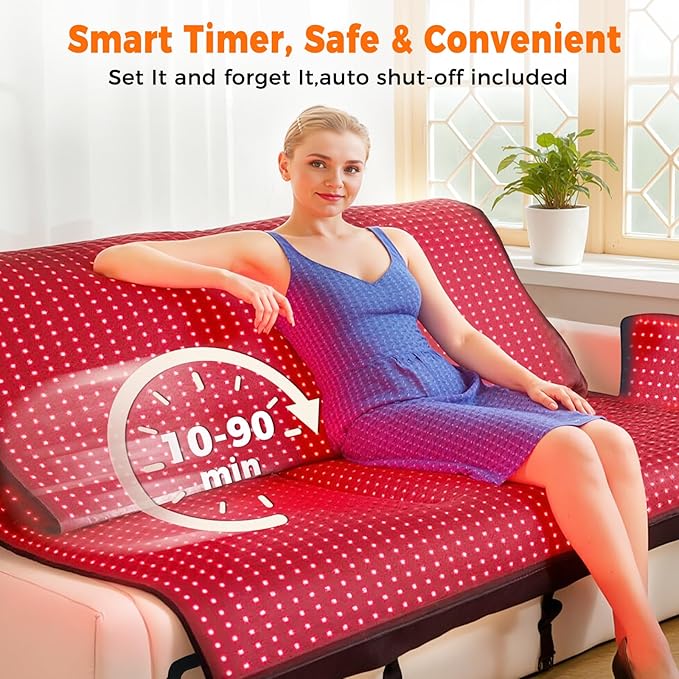 LITDUCK Body Red Light Therapy Mat, Eligible Red Light Therapy Blanket, 2in1 LEDs(660nm& 850nm), Premium Leather, Adjustable Timer & Intensity, 74.6” x 33.3” 2570 LEDs