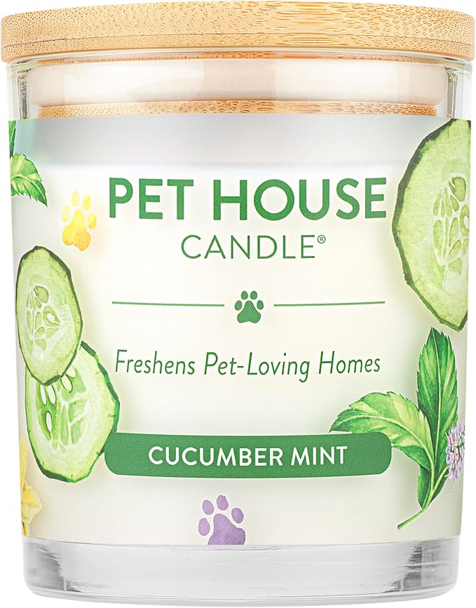 Pet House Cucumber Candles, Long Lasting Scented Candles for Pet Odors, 60 Hour Burn Time - Cucumber Mint, 9 oz